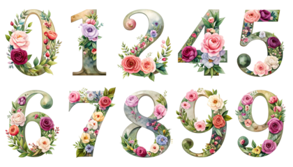 Blooming Numbers 0 to 9 – Floral Design PNG