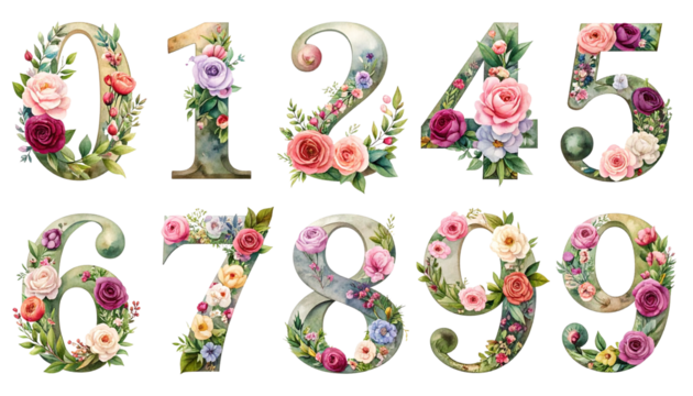  Blooming Numbers 0 to 9 – Floral Design PNG