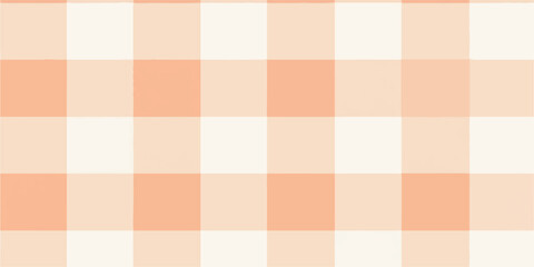 Soft peach and cream colored gingham plaid pattern seamless repeating textile background