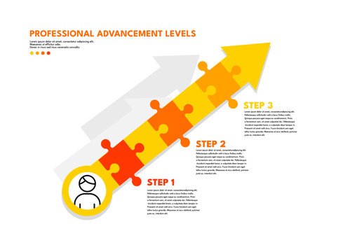 Professional advancement levels timeline puzzle infographic template