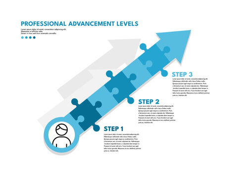 Professional advancement levels timeline puzzle infographic template
