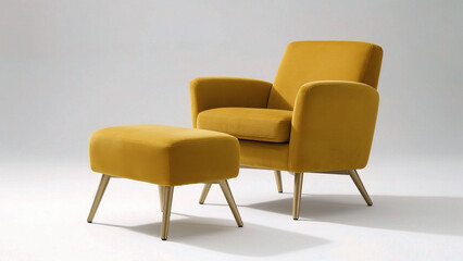 Obraz premium Yellow armchair and footstool set