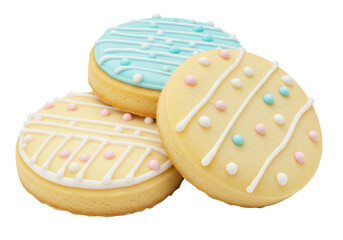 Isolated Decorated Easter Cookies with Pastel Sprinkles for Holiday Celebration Desserts