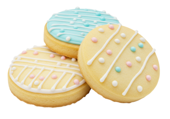 Isolated Decorated Easter Cookies with Pastel Sprinkles for Holiday Celebration Desserts