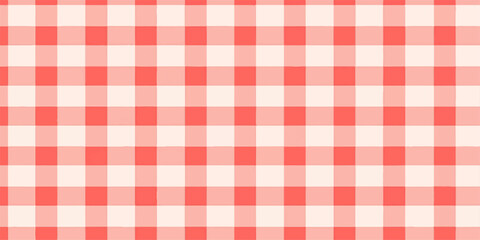 Seamless red and white gingham checkered pattern background for summer picnics and countryside themes