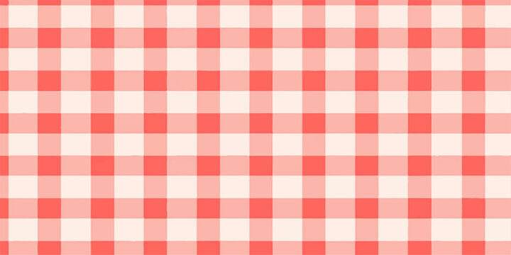 Seamless red and white gingham checkered pattern background for summer picnics and countryside themes