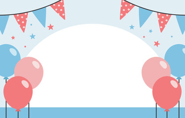 birthday party decoration background with bunting,balloon illustration