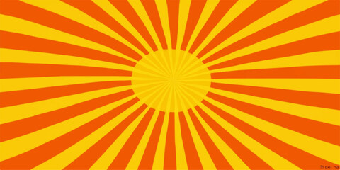 Vibrant retro sunburst pattern with concentric rays in bright yellow and orange colors