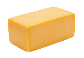 Isolated block of cheddar cheese ready to be used in a variety of different applications