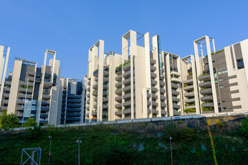 Modern residential buildings at Portello park in Milan, Italy