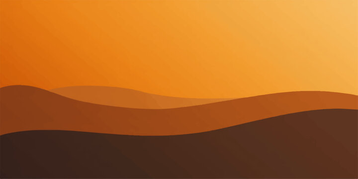 Abstract flowing landscape with rolling hills in warm orange and brown tones minimalist gradient background