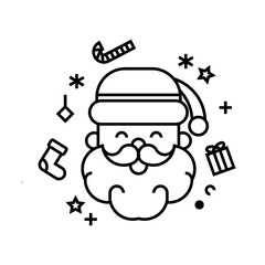 Santa Claus Face Line Vector