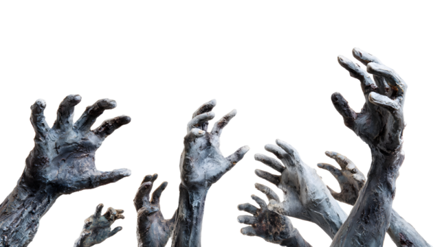 Zombie Hands Reaching Up A Horror Concept.