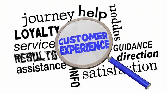 Customer Experience CX Magnifying Glass Journey Loyalty Service 3d Animation