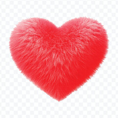 abstract colorful hairy fluffy heart or love in different style isolated on transparent background