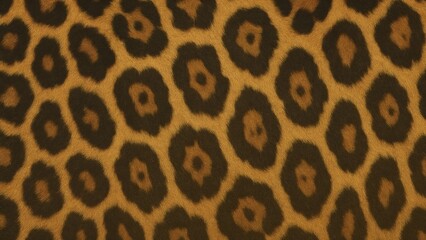 Obraz premium Close-up of realistic leopard fur texture with golden brown tones and black spots, perfect for textile design, fashion prints, or surface backgrounds.