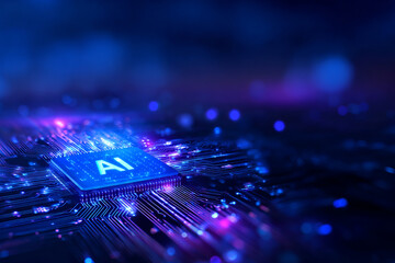AI technology in digital circuits with vibrant colors and glowing elements