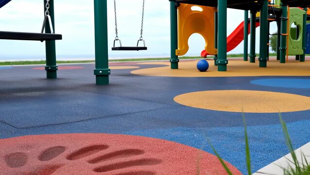 Colorful Playground Equipment and Safety Surface for Outdoor Play
