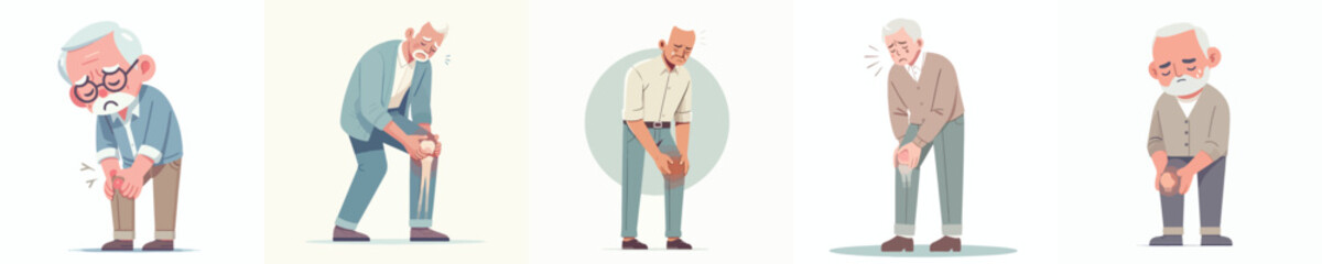 Obraz premium vector of a grandfather with knee pain