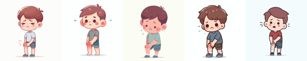 vector of a little boy with a sore throat