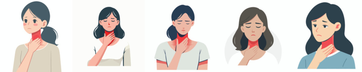 vector of a woman with a sore throat