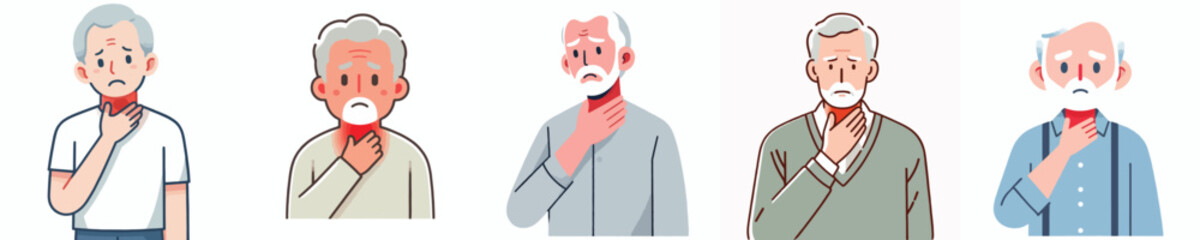 vector of a grandfather with a sore throat