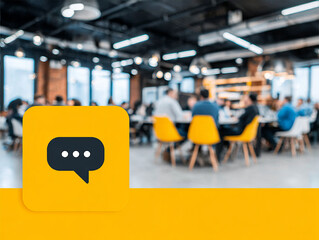 Engaging discussion in modern workspace with bright colors and collaborative atmosphere