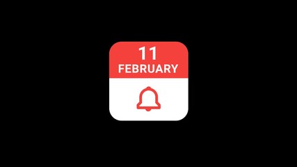 11 February Calendar with Notification Bell Animation | Event Reminder Concept