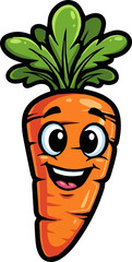 Cartoon Illustration of a Happy Carrot