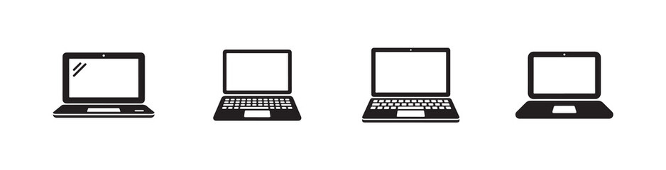 Fototapeta premium Minimalist laptop icon, Laptop icon silhouette, blank screen isolated on white background, Vector illustration EPS 10.