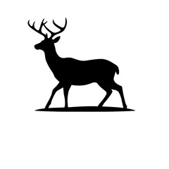 silhouette of a majestic stag with impressive antlers walking gracefully across a plain