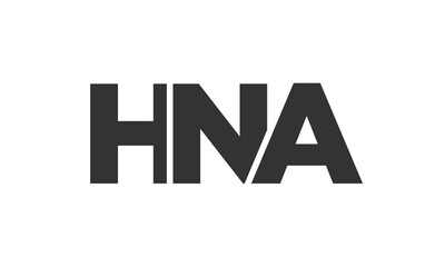 HNA logo design template with strong and modern bold text. Initial based vector logotype featuring simple and minimal typography. Trendy company identity.
