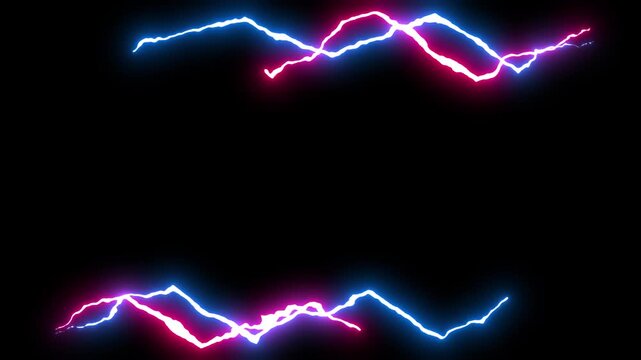 Neon electric energy waves flow across the top and bottom, creating a vibrant anime border for overlays, templates, or highlight frames