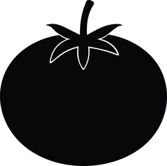 Tomato silhouette vector icon. Fresh vegetable food symbol.