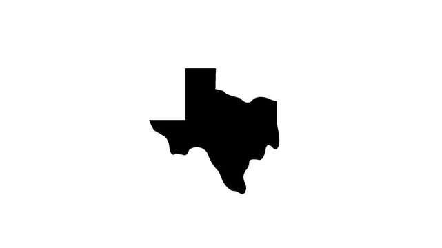 Texas map icon looping isolated on motion background.

