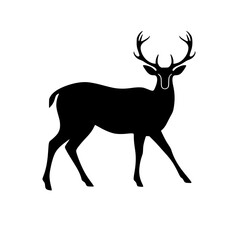 elegant black deer silhouette on a crisp white background