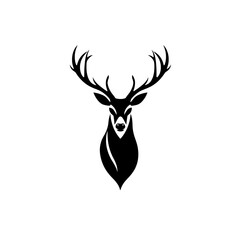 elegant black and white deer head silhouette with intricate antlers