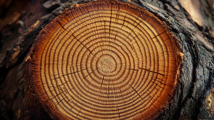 Tree ring cross section close up