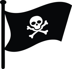 Pirate flag symbol silhouette. Sea adventure or danger vector graphic.