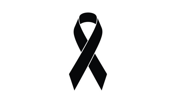 Black awareness ribbon symbol of mourning and remembrance