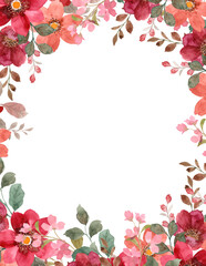 Pink and Red Delicate Watercolor Frame Background