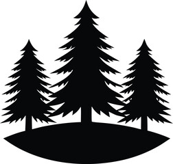 Pine tree forest silhouette. Natural evergreen woodland vector icon.