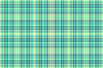 Close-up fabric textile pattern, tidy plaid tartan texture. Handkerchief check seamless vector background in teal and lime colors.