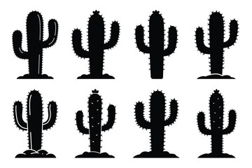 desert cactus silhouette vector illustration icon set © subhadrarani