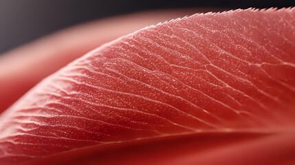 Fresh raw tuna fillet macro texture showing natural meat grain pattern and rich red color. Premium sushi grade fish close-up background for food industry.