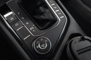 Modern car driving mode control panel with sport and comfort buttons