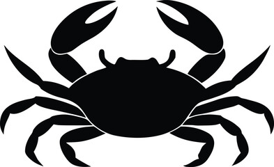 Sea crab silhouette. Simple crustacean vector graphic icon.