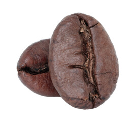 Roasted Coffee Beans in full focus, isolated on transparent background