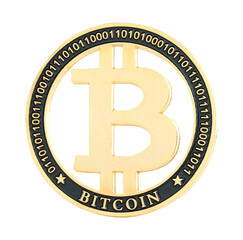 Bitcoin - BTC cryptocurrency coin isolated on a transparent background