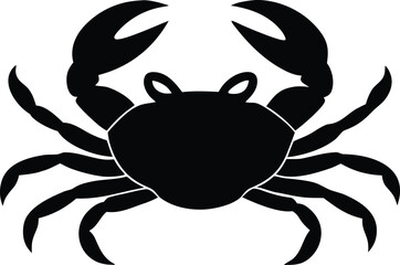 Crab silhouette vector icon. Seafood or ocean animal symbol.